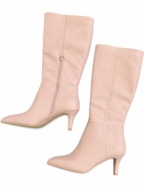 Dolce Vita Nude Faux Leather Mid-Calf Kitten Heel Boots | Size 7.5 | NWT